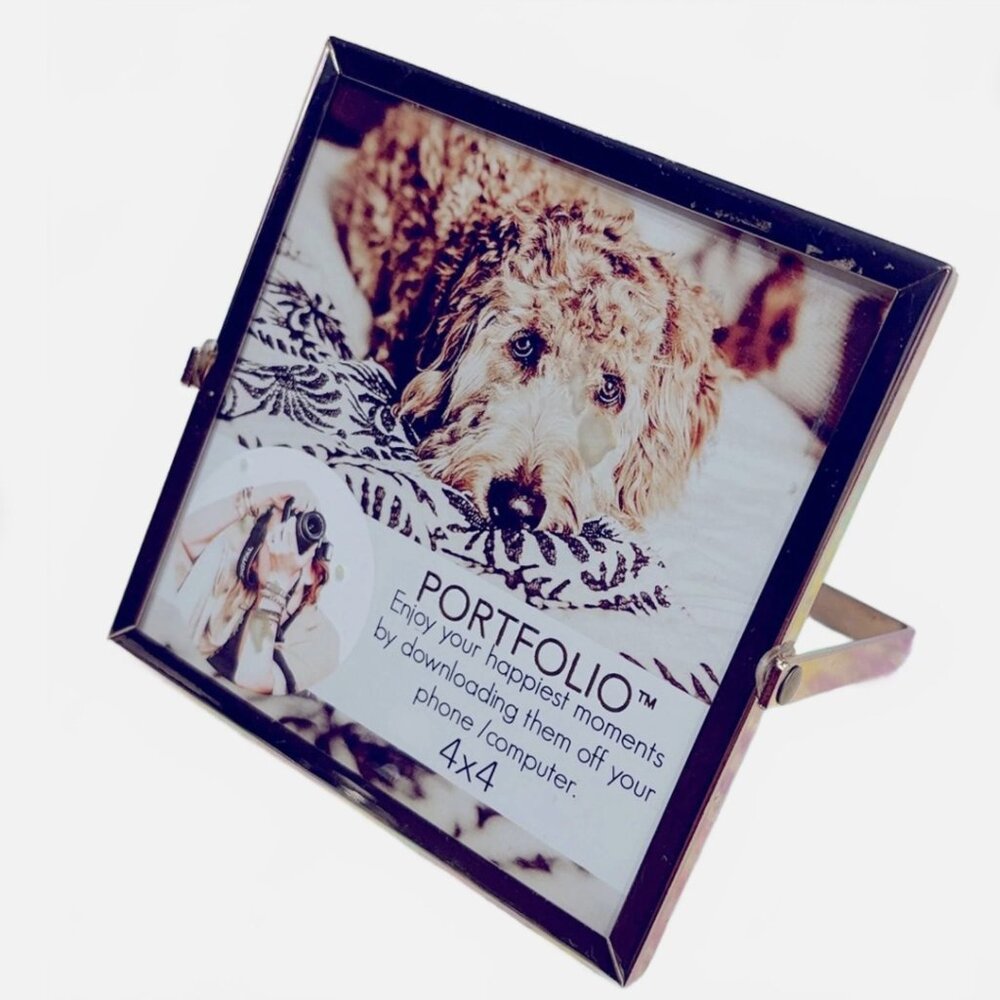 New Portfolio Gold Metal Easel Photo Frame Size 4 x 4 Home Decor !